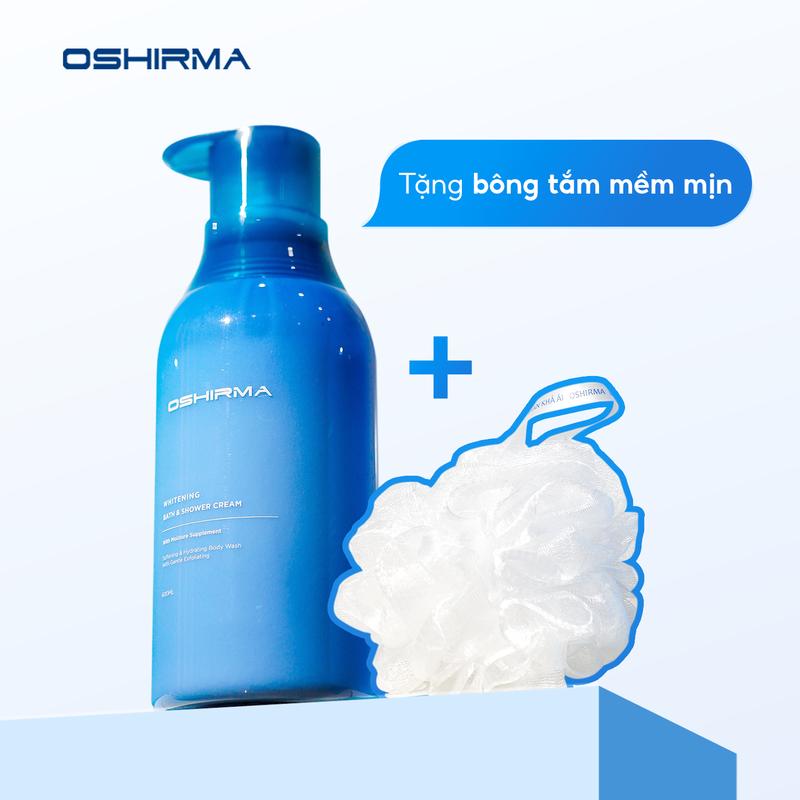 TẶNG KÈM BÔNG TẮM Sữa Tắm Hỗ Trợ Ẩm Da OSHIRMA WHITENING BATH & SHOWER CREAM 600ML