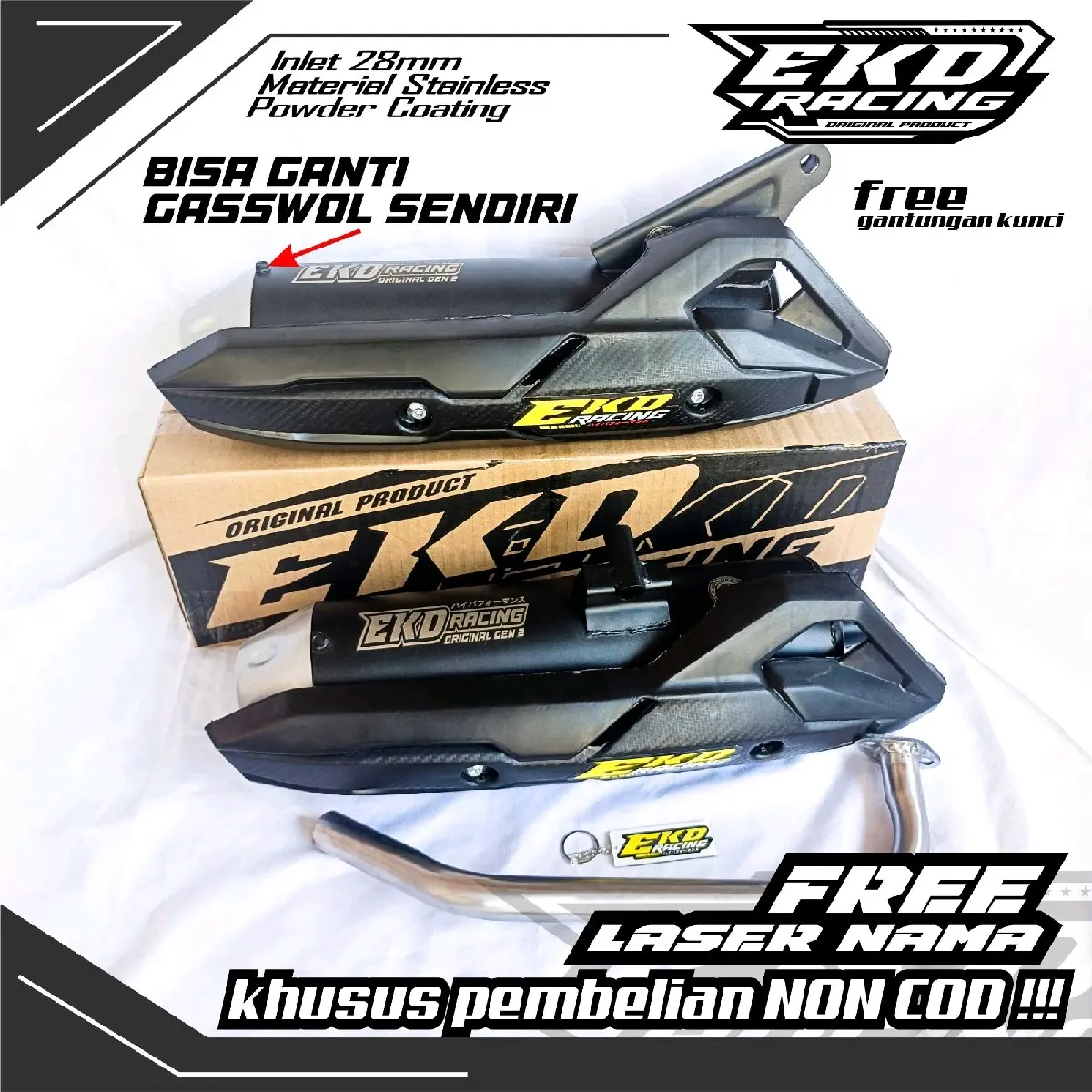 KNALPOT TSUKIGI ORIGINAL EKD RACING GEN 2 MOTOR BEAT VARIO SCOOPY NMAX AEROX PCX LEXY ADV MIO SOUL KARBU COPY TZM