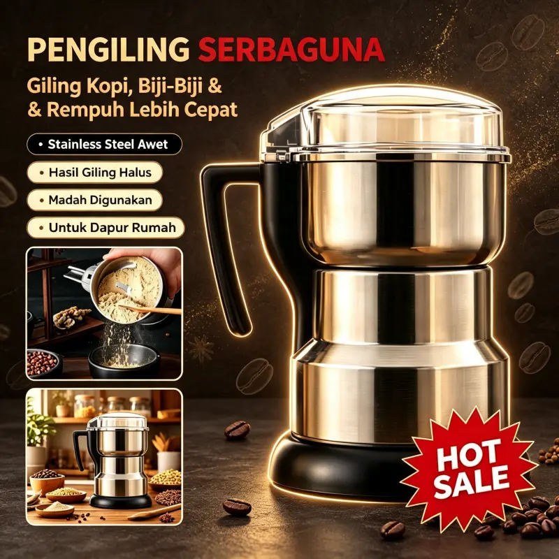 COD Penggiling Elektrik Serbaguna 300W Mesin Giling Kopi Bumbu Dapur Kacang Berbagai Macam Biji-bijian Praktis