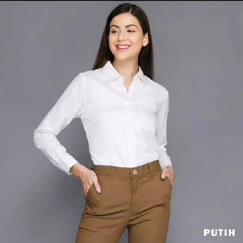 Kemeja Wanita Basic Formal Cewek Kuliah - Baju Panjang 5