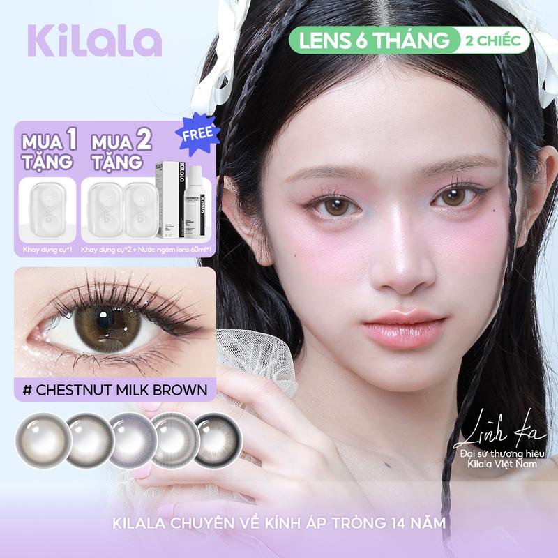 1 cặp Kính áp tròng Kilala lens 6 tháng màu Đen Nâu Xám Tím DIA 14.2-14.5mm độ cận 0-7 màu sắc xinh đẹp được Linh Ka Đại Sứ Thương Hiệu VN yêu thích