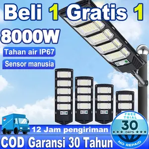 [Garansi 30 tahun]Lampu tenaga surya Lampu jalan tenaga matahari otomatis baterai surya lampu led lampu luar ruangan super terang 8000W