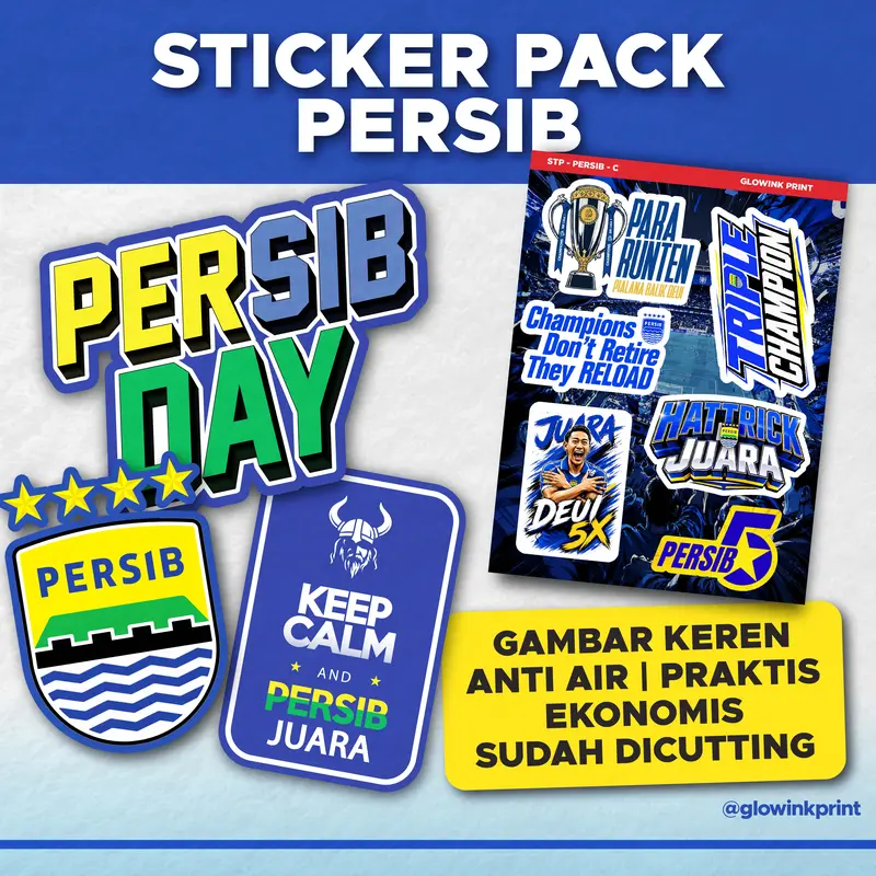 Sticker Pack PERSIB, Vinyl, Anti air, Sticker Motor Mobil PERSIB, Sticker PERSIBDAY