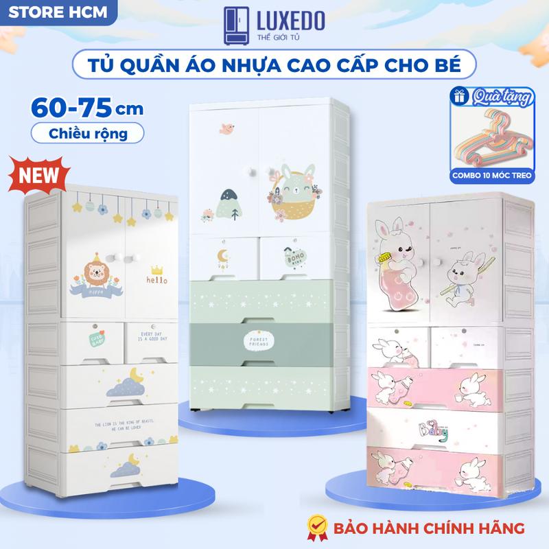 TẶNG MÓC TREO Tủ Nhựa Đựng Quần Áo Cho Bé Rộng 75cm Tủ Quần Áo Trẻ em 4 5 Tầng Có Bánh Xe Ngăn Treo Rộng Rãi Nhựa HDPE An Toàn