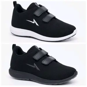 sepatu anak sekolah laki laki perempuan usia TK SD SMP hitam polos tali velkro anti slip desain elegan dan nyaman