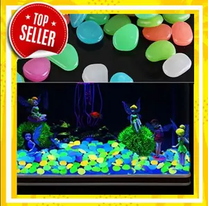 ( 10 pcs ) Batu Hias Menyala Isi 10 Pebbles Stone / Batu Hias Aquarium / Batu Taman Hias Glow In The Dark Dekorasi