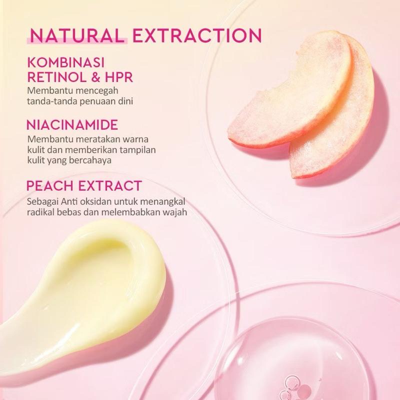 GLAD2GLOW Peach Retinol Moisturizer 30 gram dengan Retinol & HPR untuk Memudarkan Garis Halus dan Kerutan 4