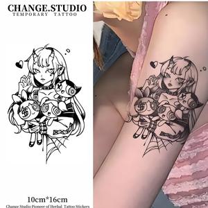 รอยสักการ์ตูนสาว, การออกแบบตัวละครการ์ตูนน่ารัก, รอยสักชั่วคราว, ติดทนนาน 15 วัน, กันน้ำ, ไม่กลัวแรงเสียดทาน, สติ๊กเกอร์รอยสัก