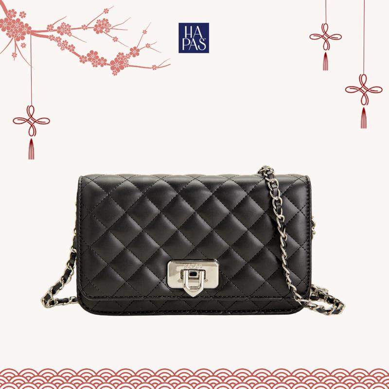   ƯU ĐÃI GIÁ SỐC  Túi Xách Nữ HAPAS Mới Ô Trám Nắp Gập Đeo Chéo Đeo Vai Sang Trọng Chính Hãng Size 20 - TDC20138 Bag Women Da Chữ Nhật 