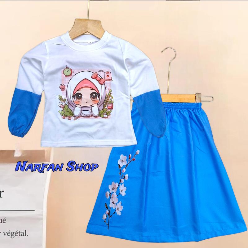 Setelan Rok Dan Baju Anak Perempuan Bahan Cringcel Buat Usia 3-12 Tahun 3