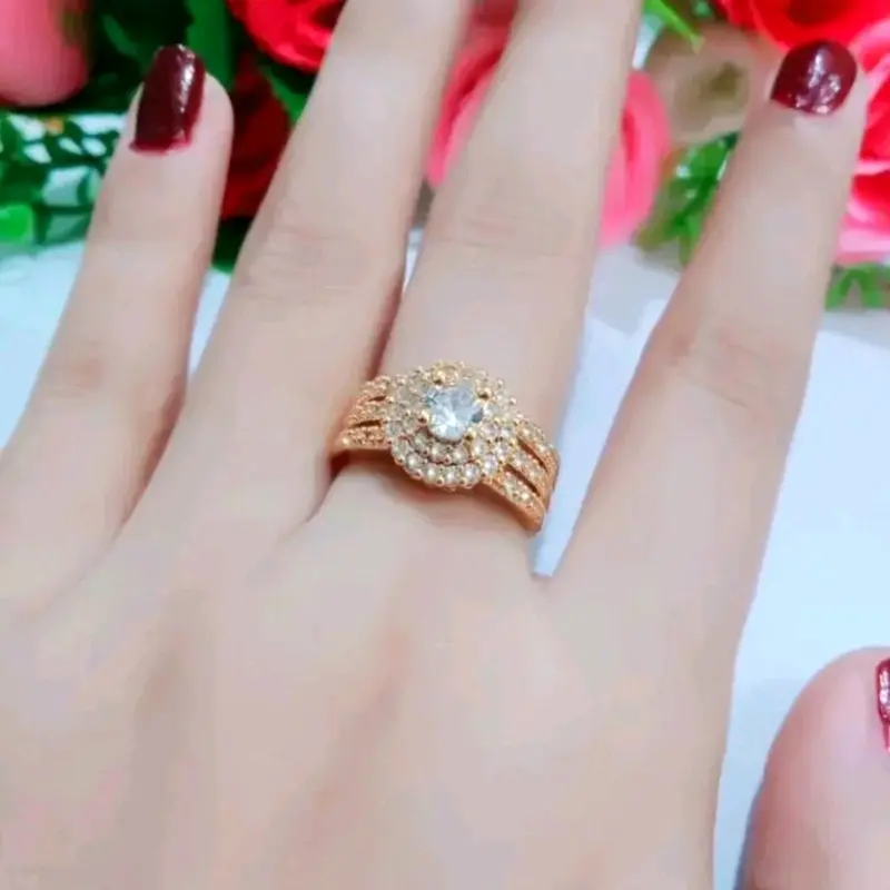Cincin Wanita Titanium Gold Dan Silver Rings Elegan 2
