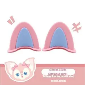 Merah muda+biru-Telinga Kucing