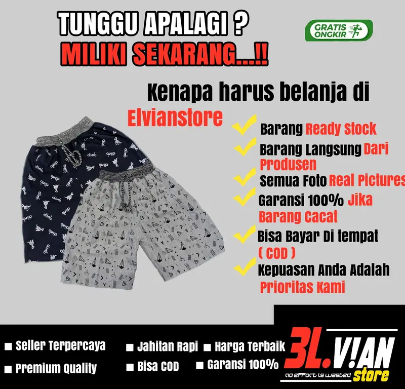 PAKET 50 RB DAPAT 5 PCS CELANA ANAK PRINTING umur 3 - 12 thn Motif Fashion Celana Pendek 8
