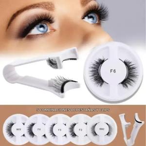 Conjunto de pestañas postizas magnéticas con clip, reutilizables, aspecto natural, sin necesidad de pegamento, 5 pares, fáciles de aplicar, perfectas para uso diario