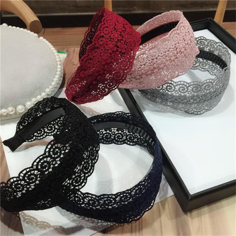 Ladies Women's Headband Fashion Sweet Head Wrap Hair Band Non-slip Wide Lace Hairband 1