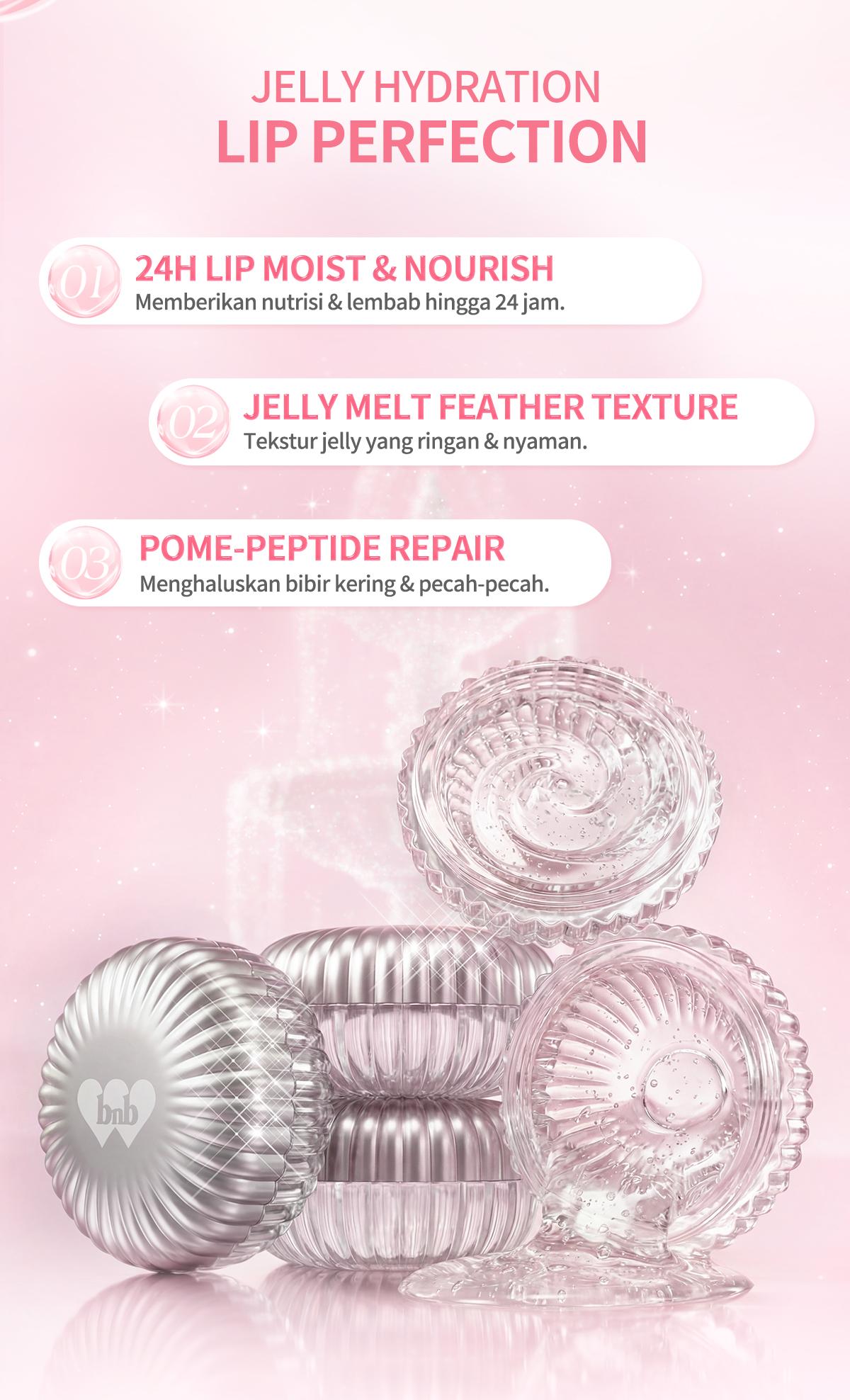 BNB Barenbliss Pome-Peptide Lip Mask Jelly Melt Lip Mask 7g Melembabkan dan Menutrisi Bibir Hingga 24 Jam Menghaluskan Bibir Kering Hydrating Nourishing dengan 5X Radiance Complex Lip Care Lip Scrub Lip Balm Bibir Lembut Plumpy