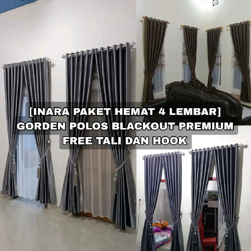 [PAKET HEMAT 4 LEMBAR ] Gorden Polos Embos Glossy Lebih Hemat Pintu dan Jendela Curtain tirai kamar tidak tembus pandang hordeng gorden  kamar aesthetic gorden  embos 1