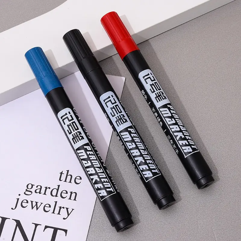 Spidol Permanent Marker Permanen Tahan Air Alat Tulis Spidol Cepat Kering Tinta Minyak Hitam Biru Merah Tidak Pudar