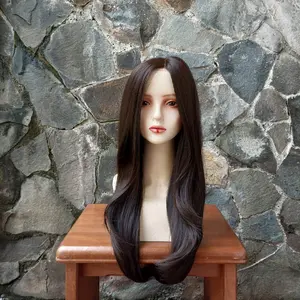 Full Wig Half Lace Jasmine Long Hair Panjang 75 CM Warna Hitam Dengan Synthetic Fiber Impor Premium