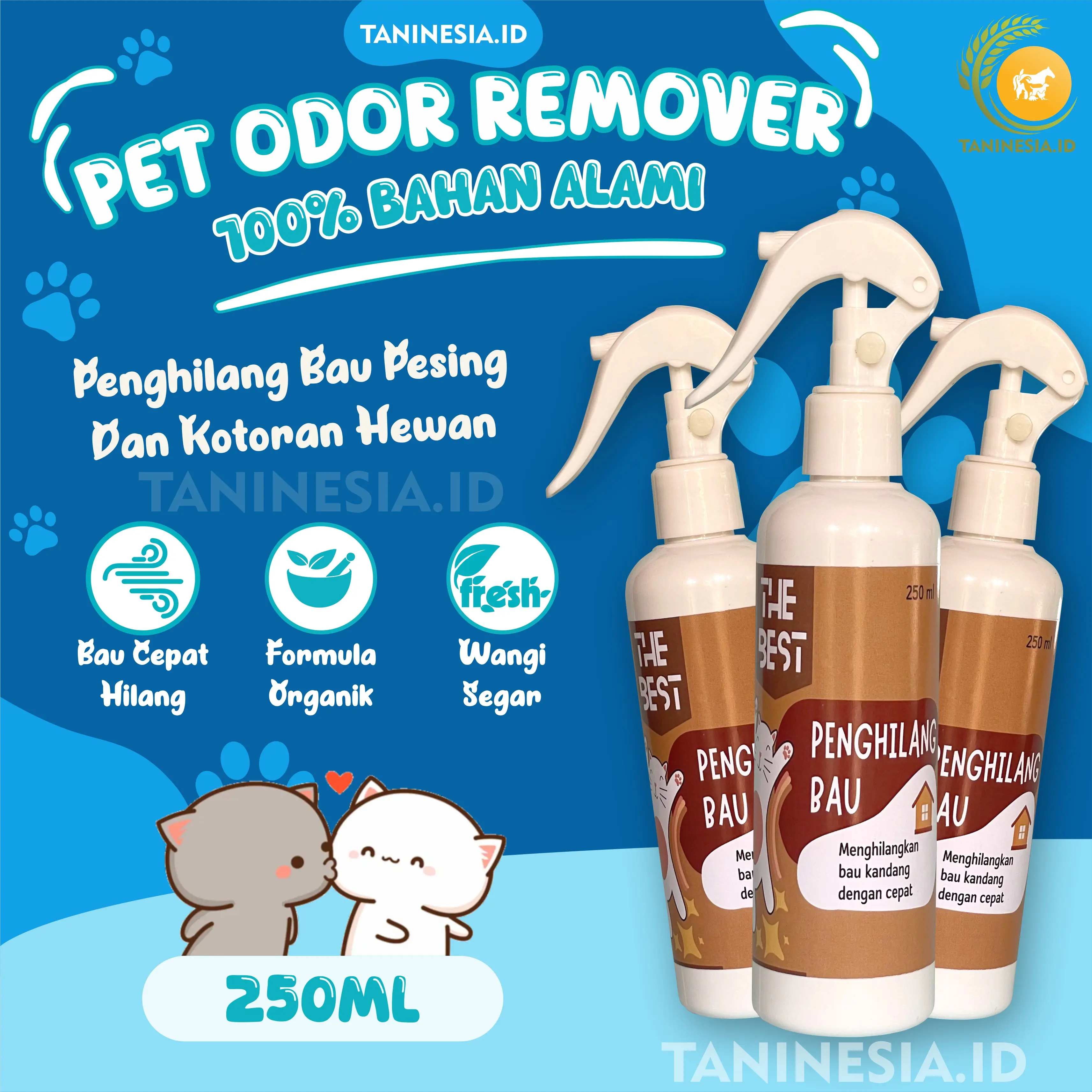 Penghilang Bau Kotoran Kucing Dan Anjing Pet Odor Remover Spray 250ml Penghilang Bau Pesing Kandang Kucing