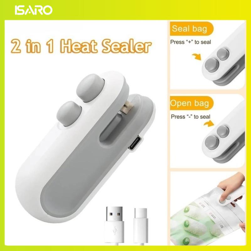 Product Introduction of 2 In 1 Portable Heat Sealer Kitchen Mini Bag Sealing Machine Rechargeable Heat Sealing Snack Packaging 2