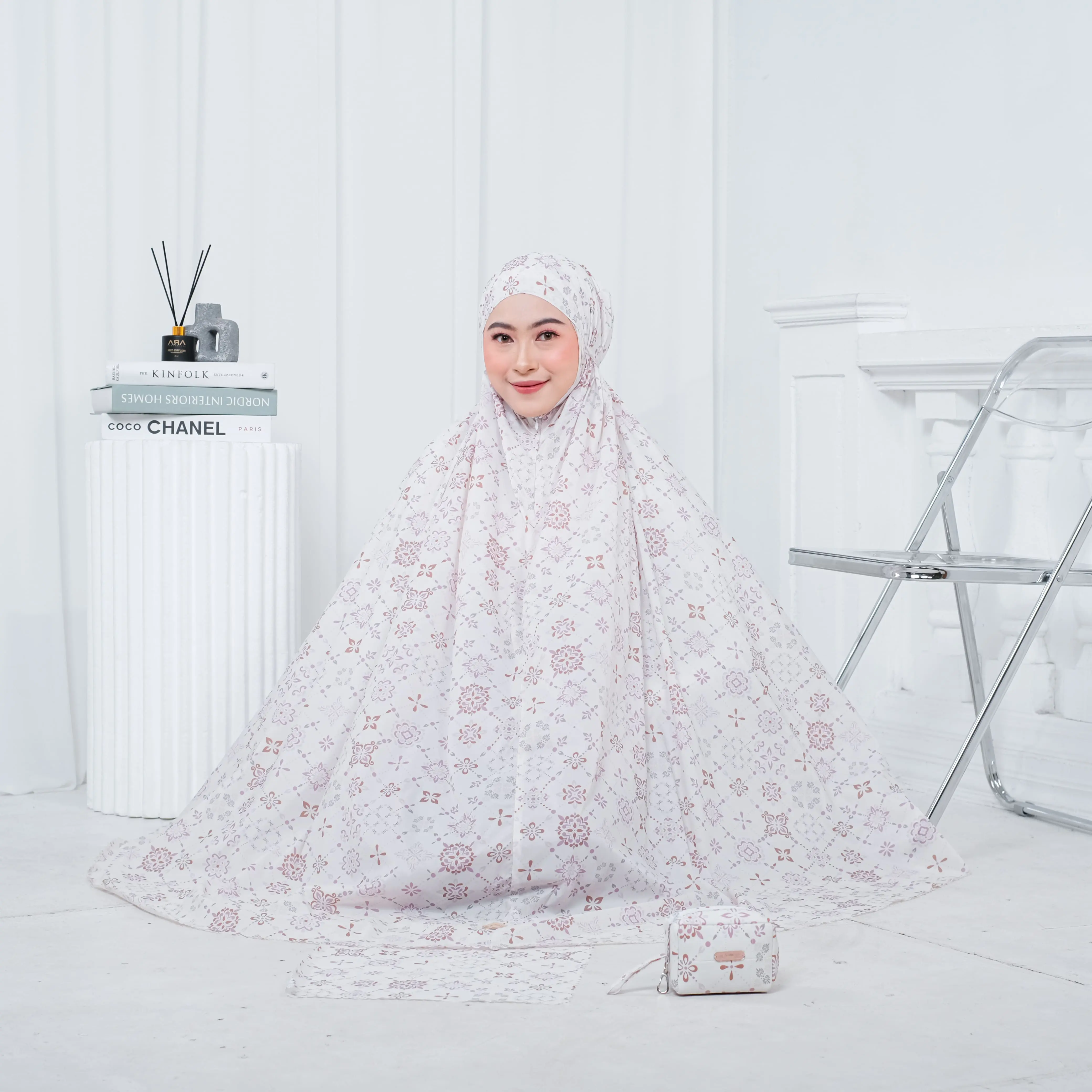 Durarhijab | Mukena parasut Travelling Mini 2 in 1 Pouch Lasercut Janeta series