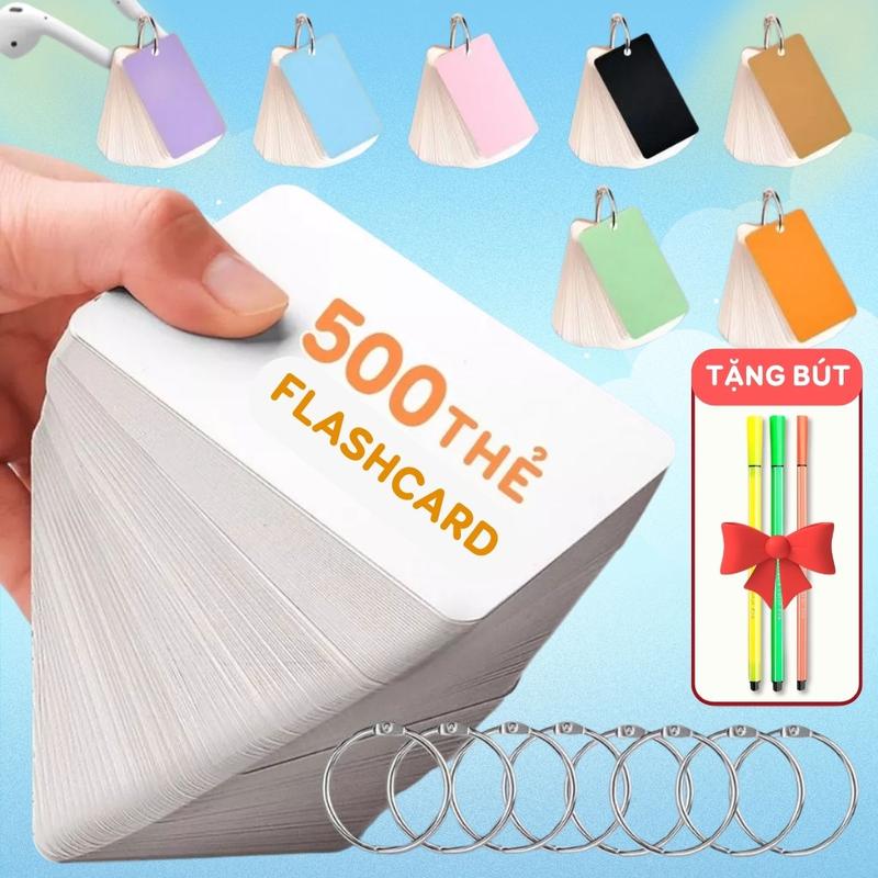 Thẻ học từ vựng flashcard 100 thẻ loại dày đẹp hỗ trợ học tiếng Anh tiếng Trung Nhật Hàn