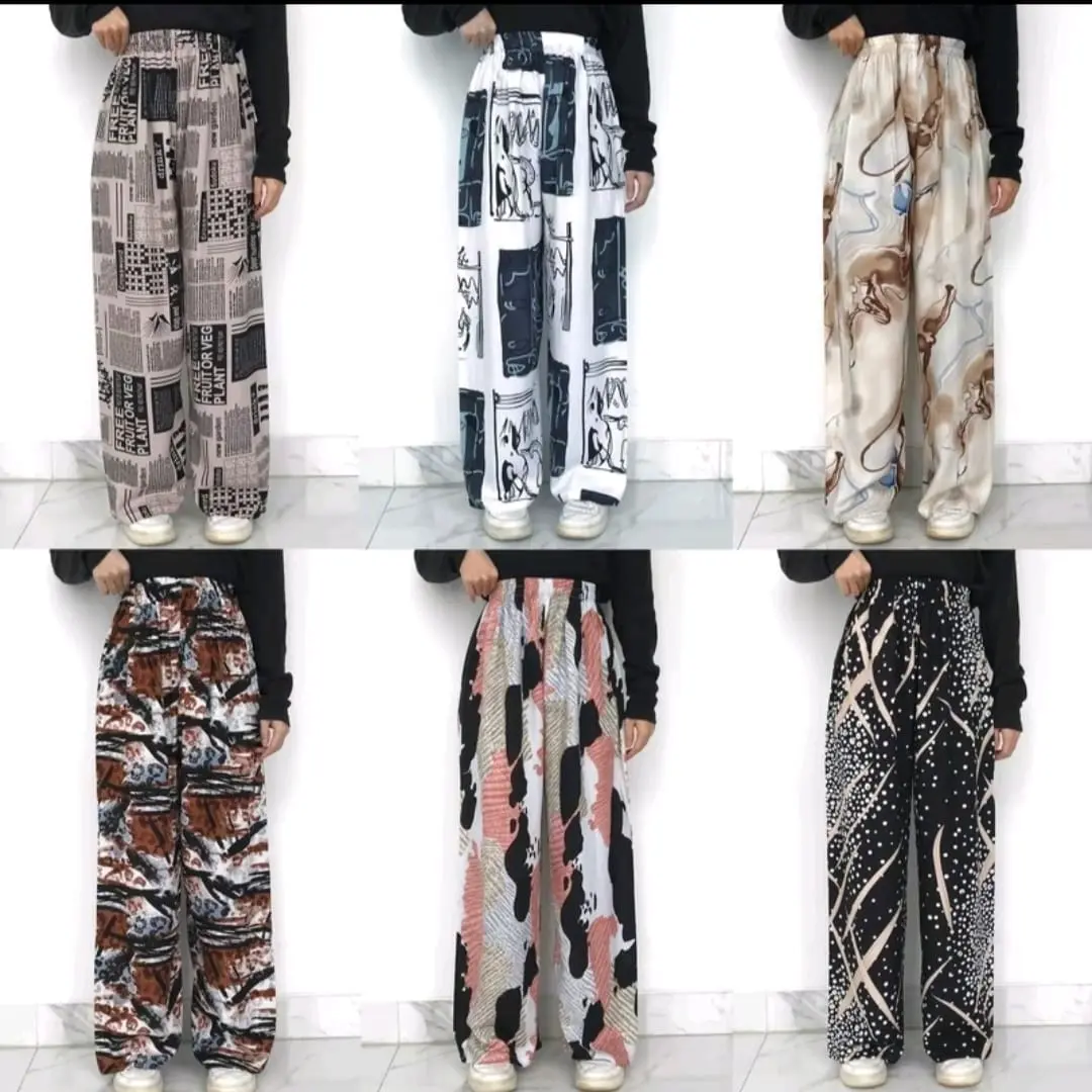 Celana Kulot Etnik Rayon Motif Wanita Jumbo Muat bb 35-70kg Cantik Nyaman