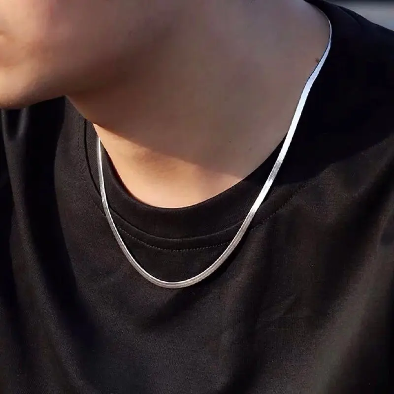 COD KALUNG TITANIUM PRIA PIPIH KALUNG TITANIUM GEPENG PRIA DAN WANITA ANTI KARAT DAN PUDAR