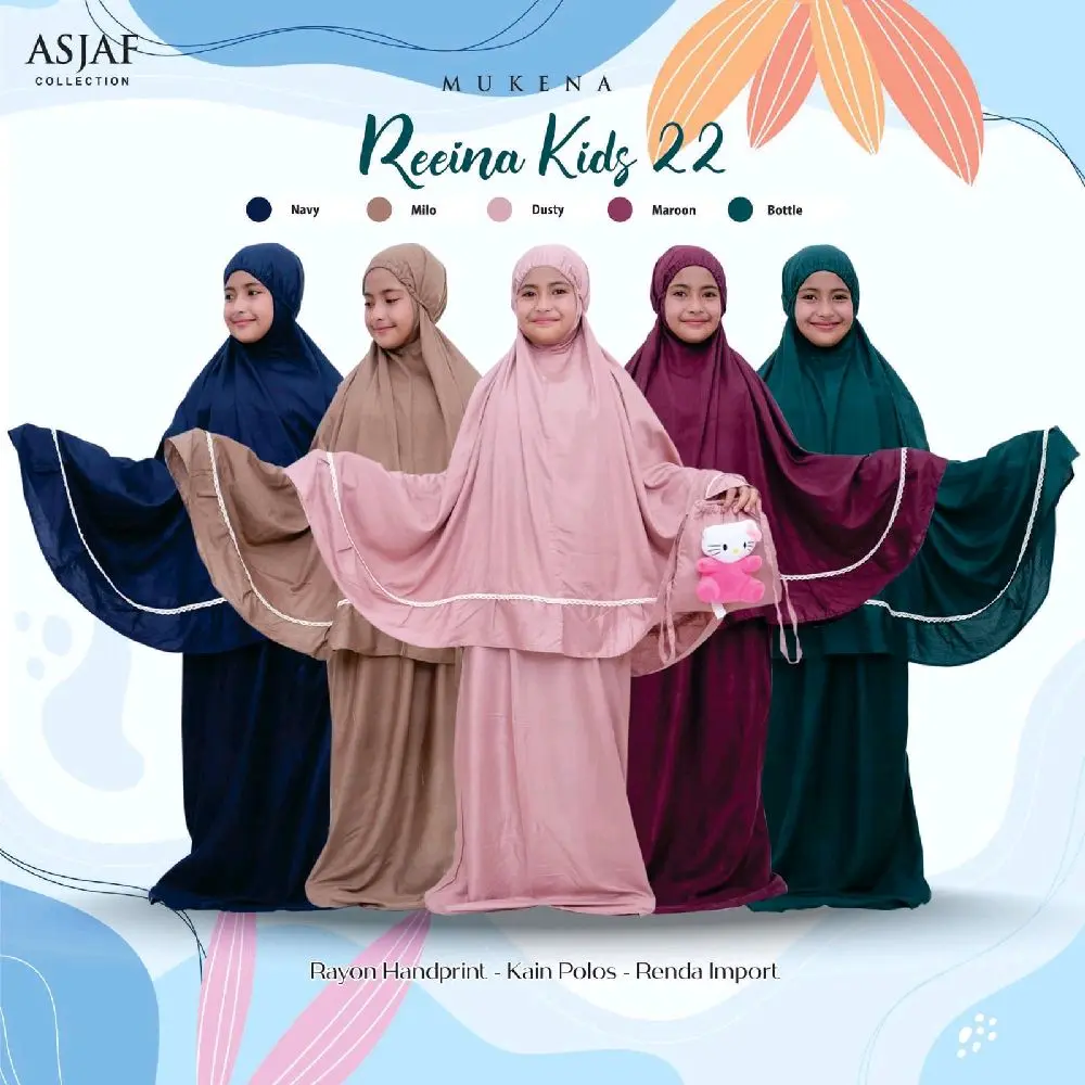 Mukena Anak Polos Renda Muslim Wanita