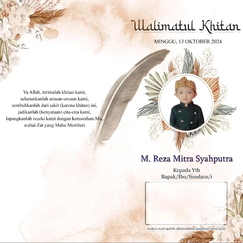 Undangan khitan, khitanan,  sunatan (harga per 100pcs) 1