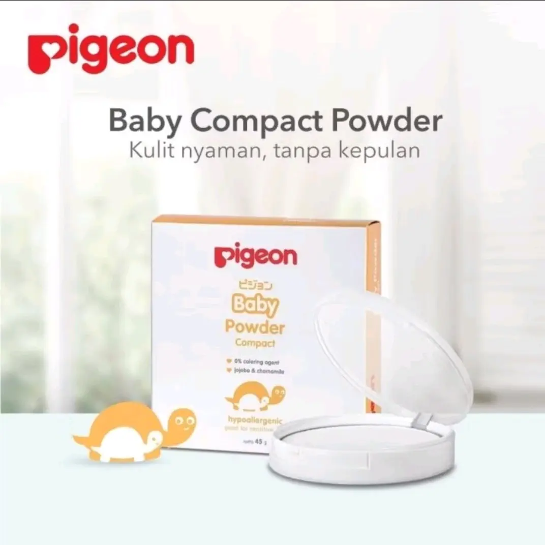 Pigeon Baby Compact Case Refill Bedak Bayi Padat 45 Original BPOM Halal Tempat Anti Alergi Powder Sensitif Ruam Kulit Kids