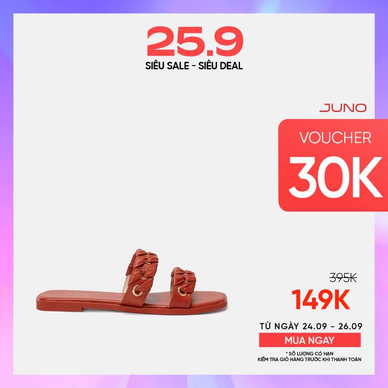 JUNO Dép Bệt Đan Khoen Trang Trí - SD01111