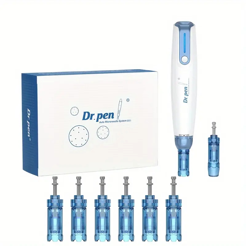 6 Free Cartridges: 6pcs Round Nano - Ultima A9 Multi-Function Wireless Derma Beauty Pen - Skin Care Tool Kit，Wireless Derma Microneedle Pen Kit, Professional Skin Care Tools for Face Body Hair Beard Growth