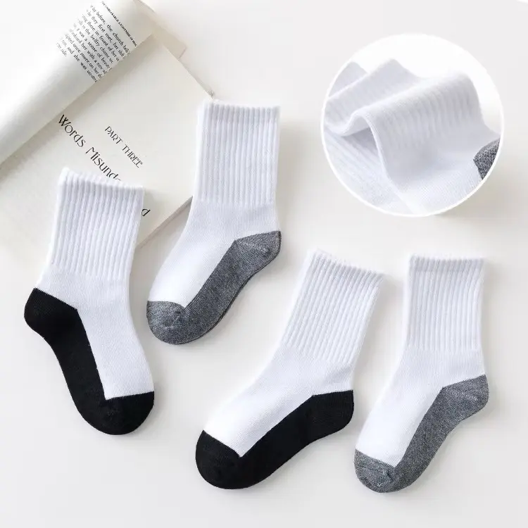 ￼5 Pairs Student Basic School Socks/ White School Socks /Breathable Cotton Socks