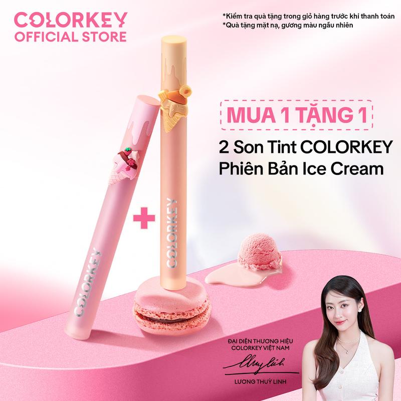 [OFFICIAL] Combo 2 Son COLORKEY Phiên Bản ICE CREAM Màu Sắc Ngọt Ngào, Lâu Trôi Cho Môi Xinh Tươi Tắn 1.7g