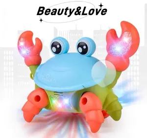 Mainan edukatif anak hewan kepiting elektrik cute crab walking musik lampu warna warni Toys SNI