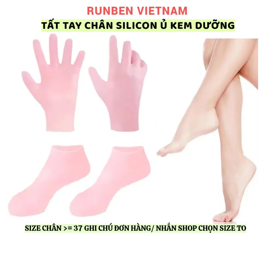 Tất Chân - Găng Tay Silicon Ủ Kem Dưỡng Ẩm Loại 1 Dày Dặn, Chống Khô Da, Nứt Nẻ, Giúp Bảo Vệ Da, Dưỡng Trắng Mềm Da, Co Dãn Phù Hợp Size Chân 34-37, Size To Hơn Nhắn Shop Chọn Size.