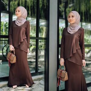 Baju Kurung Modern 2025 Wanita Premium Como Crepe  High Quality Viral Raya Edition Set Clothing Modest & Muslimah Friendly Lavender Brown Dewasa Dusty Pink