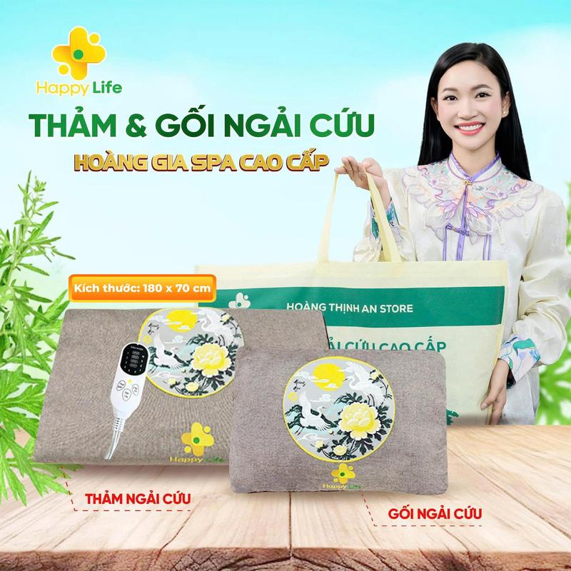 [BẢN ĐẶC BIỆT] Combo Thảm Và Gối Ngải Cứu Hoàng Gia Spa Cao Cấp Chính Hãng, Thải Điện, Đệm Sưởi Ngải Cứu Đông Y Hỗ Trợ Đau Vai Gáy, Đau Lưng, Nhức Mỏi Xương Khớp