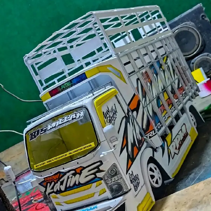 Mainan Truk Oleng anak-anak Full Variasi Lampu Bonus Terpal rc excavator Miniatur 3