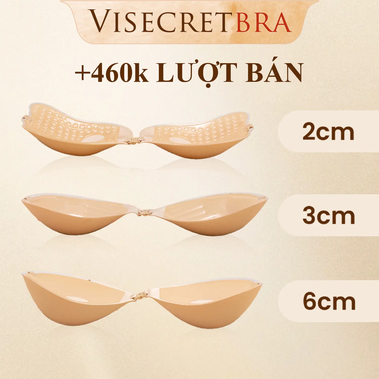 Áo Dán Cài Trước Tạo Khe Mút Dày 3Cm Tặng Kèm Dây Trong Chống Tụt Bra Nữ - 230559 Kem Women