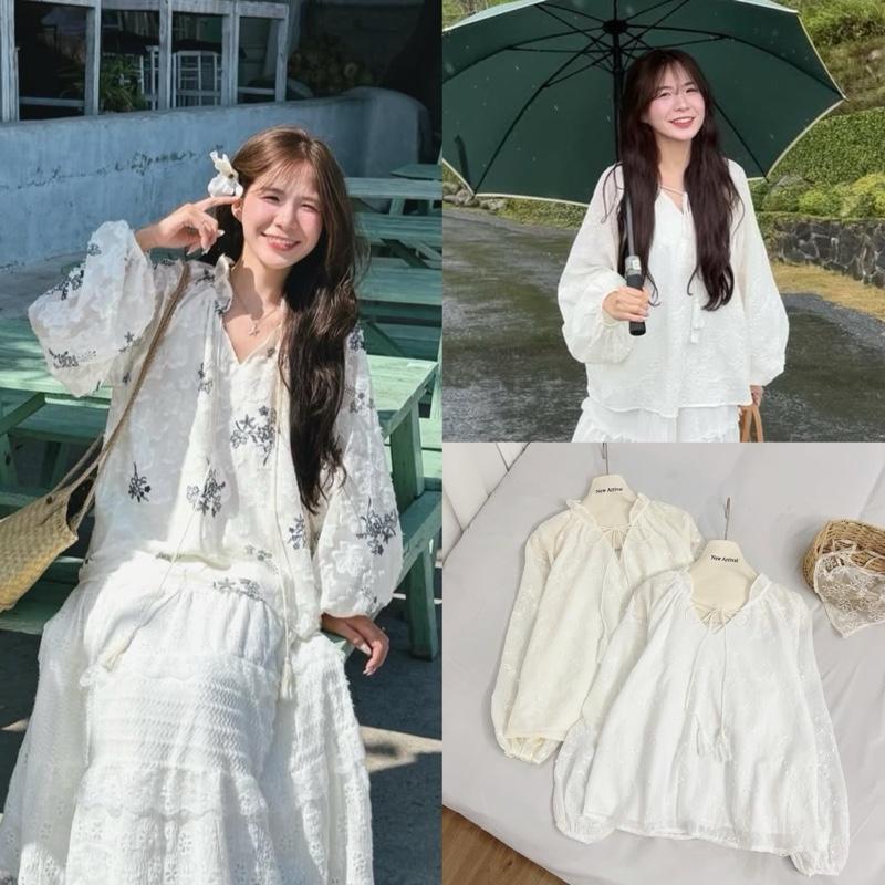 Áo tay bồng cổ bèo babydoll the.sweaterweather TSW Nữ Women Top