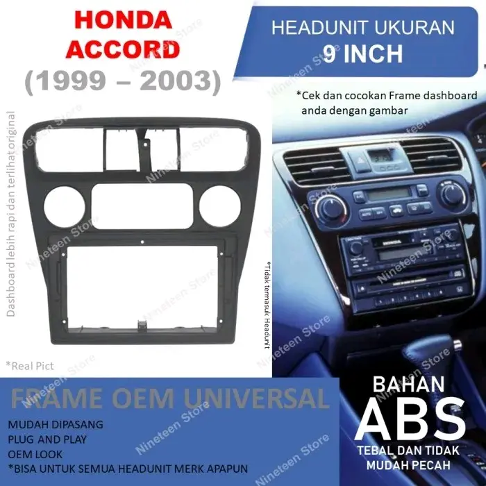Frame Panel Honda Accord Lama Headunit Android 9 inch 1999 - 2003
