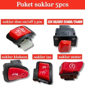 PAKET Tombol Saklar Engine Starter Sen Hazard 30mm 34mm Idling On Off Lampu Klakson Model Vietnam untuk Beat Vario Scoopy Supra X 125 Revo - Motorcycle