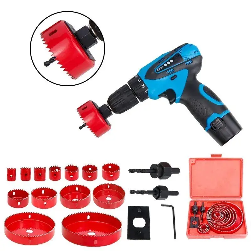 16 Pcs Round Cutter Bit for Wood 19-127 Mm Plastic Boxed Hole SawWoodworker's Hole OpenerPlasterboard Hole Opener Eyeleting Set 5