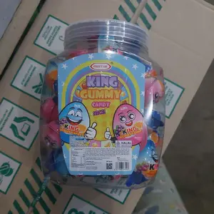 Permen Gummy King Isi 50 pcs - Candy Lunak Telur Manis & Menyenangkan untuk Cemilan & Hadiah - Toples Susu Kokoh