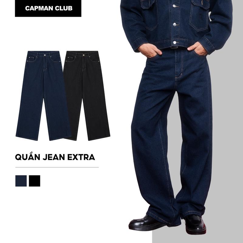  Quần jean nam dài EXTRA ống rộng CAPMAN CLUB quần dài nam denim phom suông rộng trẻ trung - thoải mái 
