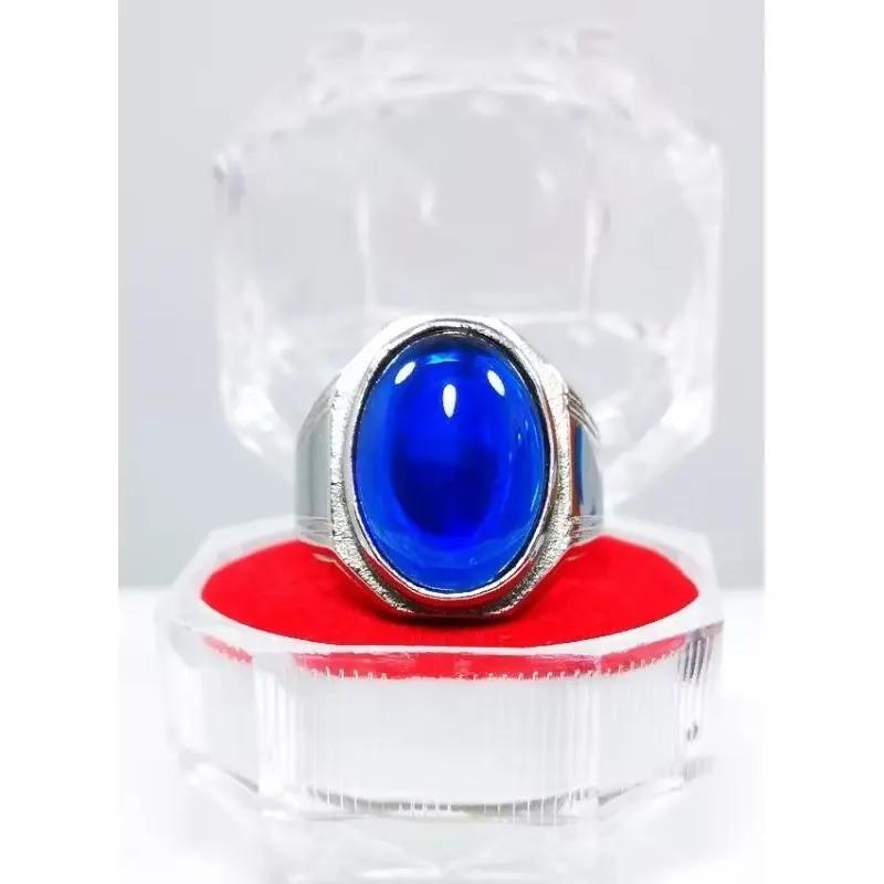 Cincin batu biru sapir blue safir natural top cristal natural lab