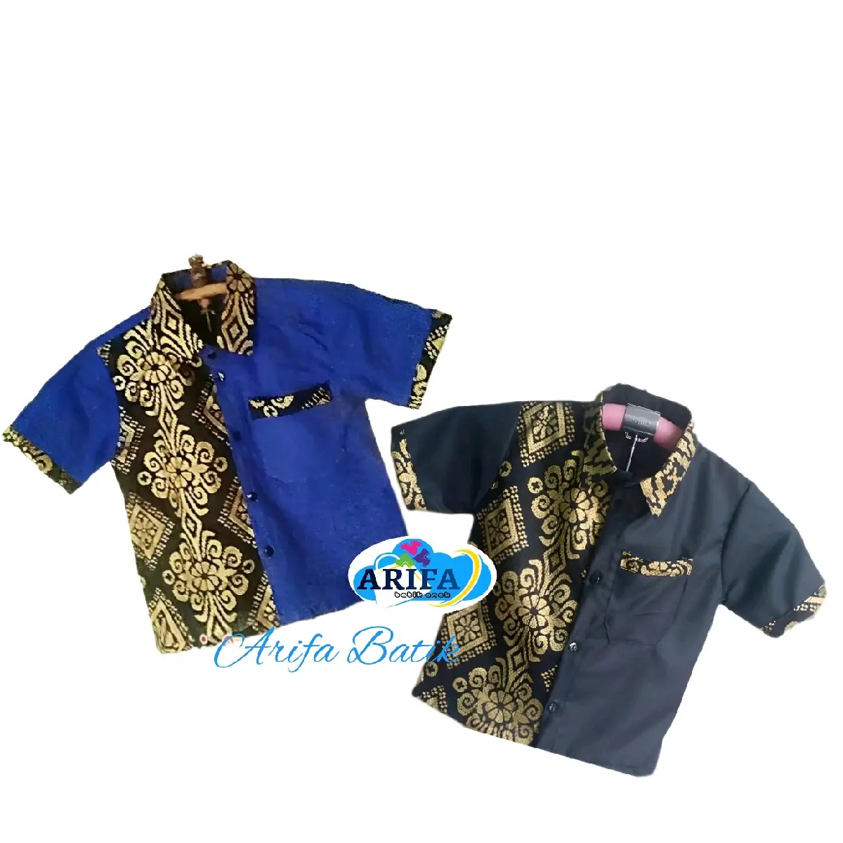 KOKO ANAK HEM BATIK ANAK KOMBINASI POLOS TOYOBO HITAM KEMEJA BATIK ANAK LENGAN PENDEK USIA 1-10 TAHUN Polos Hitam Katun Baju Muslim